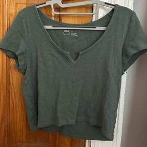 Aerie V Neck Cropped Shirt